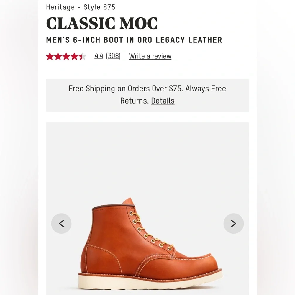 Red Wing CLASSIC MOC 865 BOOT IN ORO LEGACY LEATHER Size 9.5 DISTRESSED - Picture 14 of 15